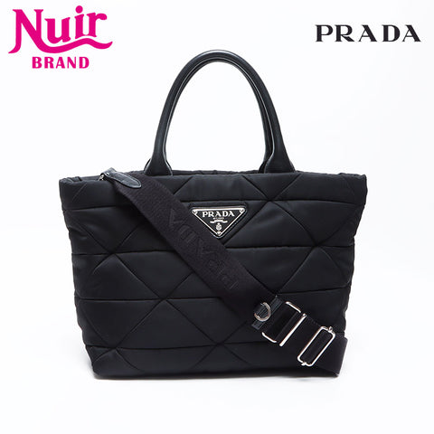 PRADA Re Nylon Padette 2way Nylon Logo Handbag Black WS12427