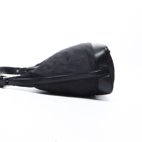 Salvatore Ferragamo Gancini图案帆布一个肩膀肩带黑色WS12429