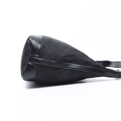 Salvatore Ferragamo Gancini图案帆布一个肩膀肩带黑色WS12429