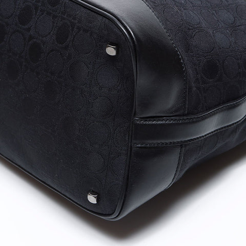 Salvatore Ferragamo Gancini图案帆布一个肩膀肩带黑色WS12429