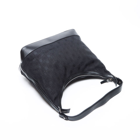 Salvatore Ferragamo Gancini图案帆布一个肩膀肩带黑色WS12429