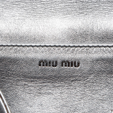 Miu miu cuir potets Matterasse Chain Sac à bandoulière Silver WS12433