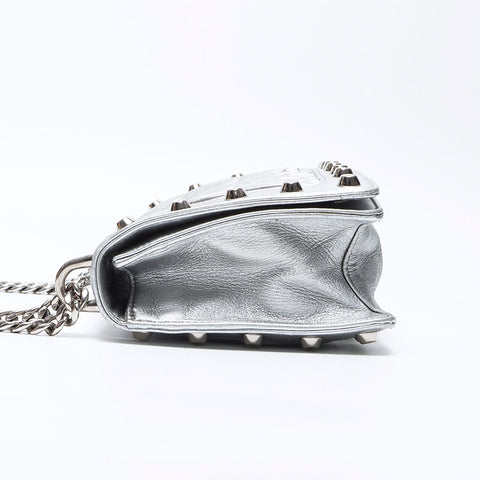 Miu miu cuir potets Matterasse Chain Sac à bandoulière Silver WS12433