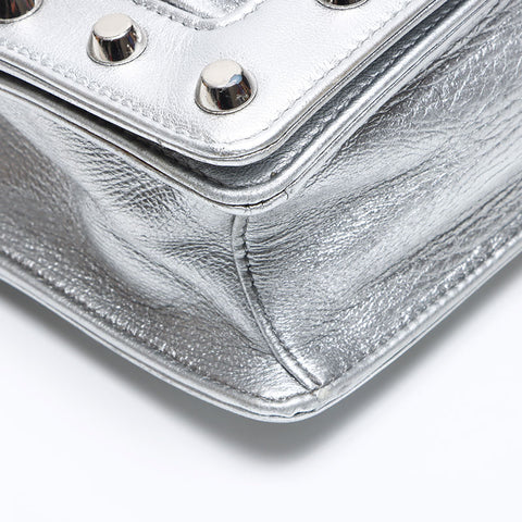 Miu miu cuir potets Matterasse Chain Sac à bandoulière Silver WS12433