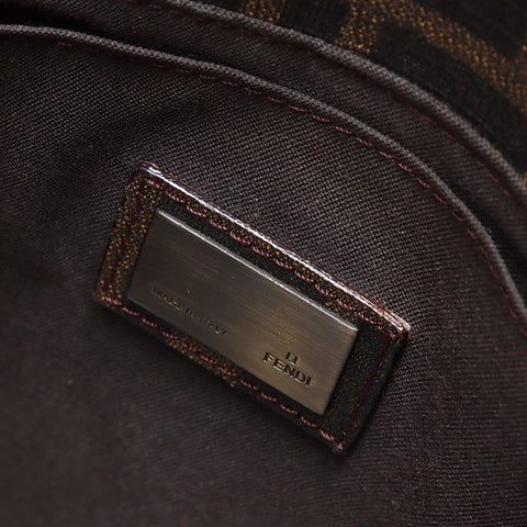 FENDI Zucchino PVC Shoulder Bag Brown WS12436