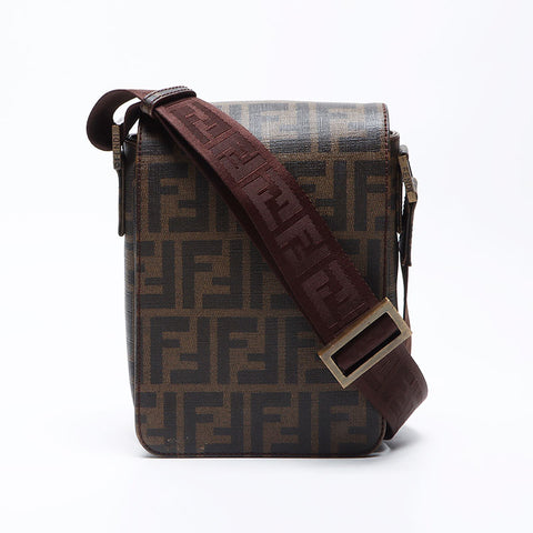 FENDI Zucchino PVC Shoulder Bag Brown WS12436