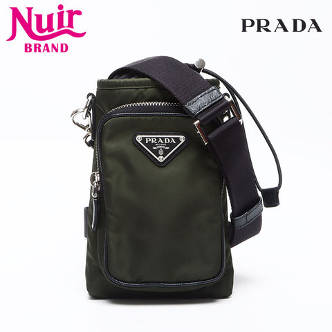 PRADA Logo Smartphone Case Shoulder Bag Green WS12442