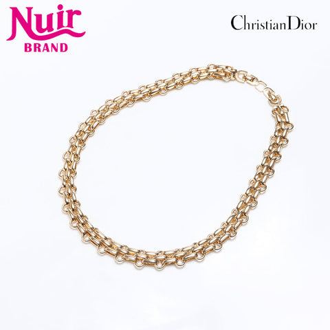 Christian Dior Logo Chain Necklace Gold WS12453