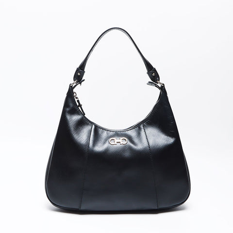 サルヴァトーレフェラガモ Salvatore Ferragamo レザー シルバー金具 ワンショルダー ショルダーバッグ ブラック WS12458