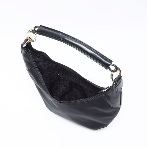 GUCCI Canvas �~ leather Shoulder Bag black WS12466