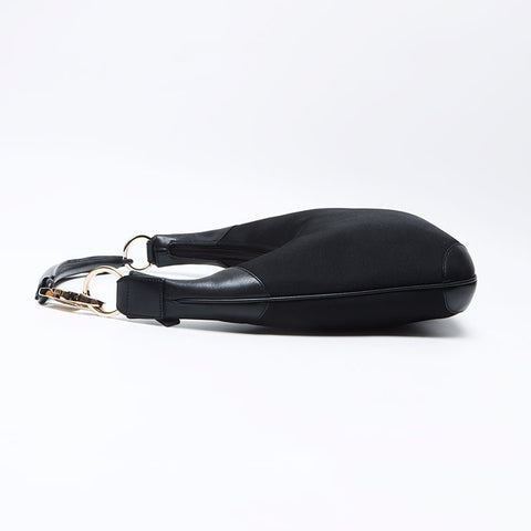 GUCCI Canvas �~ leather Shoulder Bag black WS12466