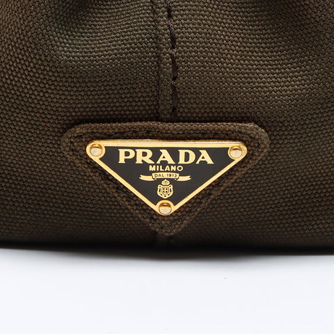 PRADA Canapa 2WAY 不锈钢迷你托特包 深绿色 WS12480