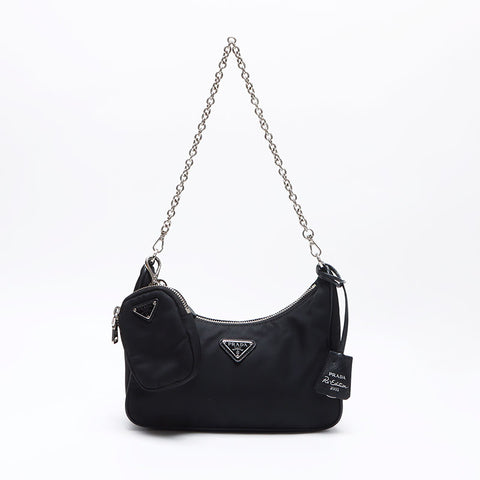 PRADA REDIDING NYLON POUCH SAGHER SAGHER BLACK WS12489