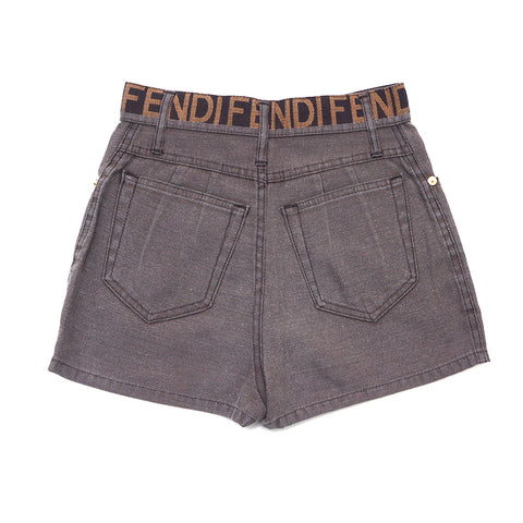 Fendi Denim Logo -Gürtelshorts dunkelgrau WS1248