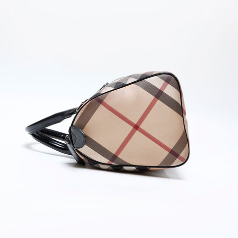 BURBERRY PVC Nova Check Boston bag Beige black WS12495