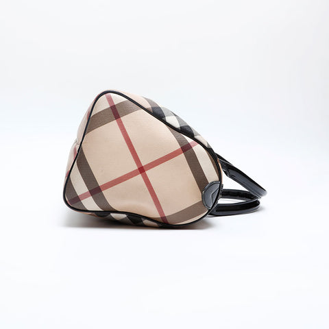 BURBERRY PVC Nova Check Boston bag Beige black WS12495