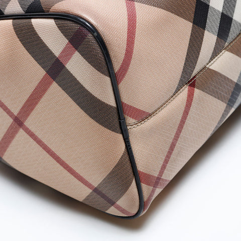 BURBERRY PVC Nova Check Boston bag Beige black WS12495