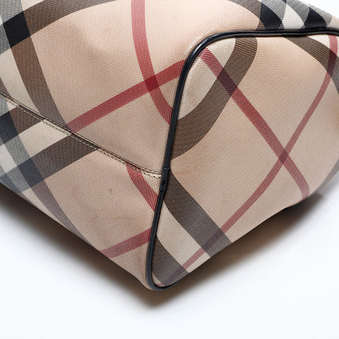 BURBERRY PVC Nova Check Boston bag Beige black WS12495