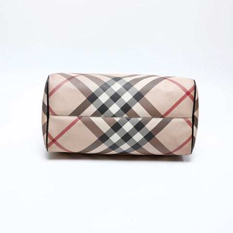 BURBERRY PVC Nova Check Boston bag Beige black WS12495