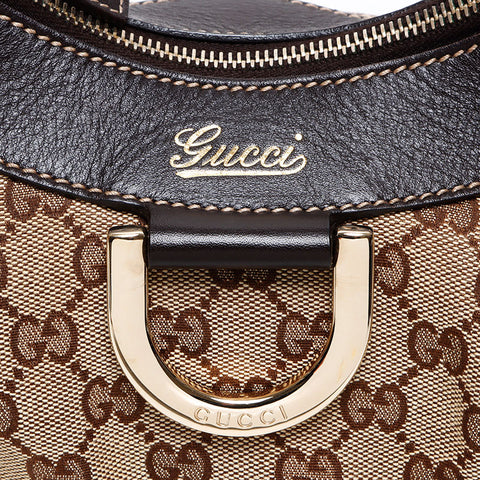 Gucci GG Canvas Abbey Line Shoulder Bag Beige WS12497