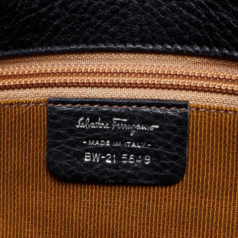 Salvatore Ferragamo Gancini en cuir fourrure Mouton Boa Sac d'épaule noir WS12498