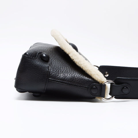 Salvatore Ferragamo Gancini en cuir fourrure Mouton Boa Sac d'épaule noir WS12498