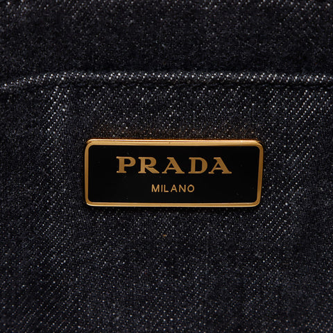 PRADA Canapa Denim Small Handbag gray WS12514