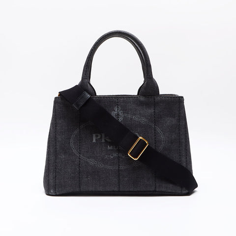 PRADA Canapa Denim Small Handbag gray WS12514