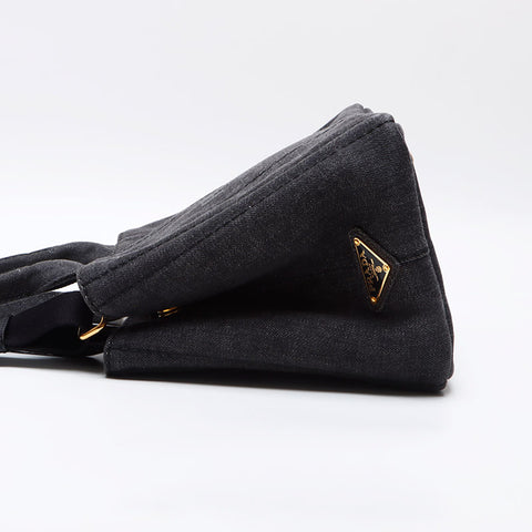 Prada Canapa牛仔布小手提包灰色WS12514