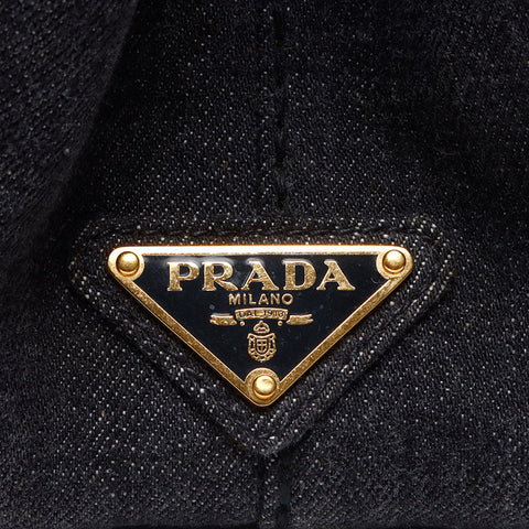 Prada Canapa牛仔布小手提包灰色WS12514