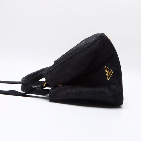 prada canapa牛仔布M中型2向手提包灰色WS12518