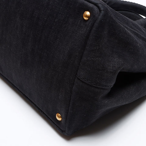 prada canapa牛仔布M中型2向手提包灰色WS12518