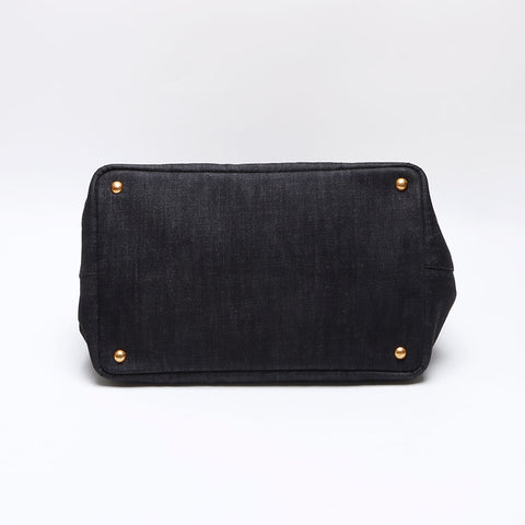 PRADA Canapa denim M medium 2way Handbag gray WS12518