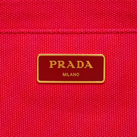 Prada Canapa牛仔布M中2Way手提包粉红色WS12519