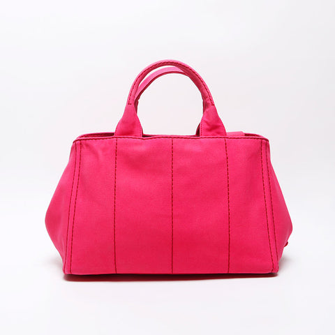 Prada Canapa牛仔布M中2Way手提包粉红色WS12519