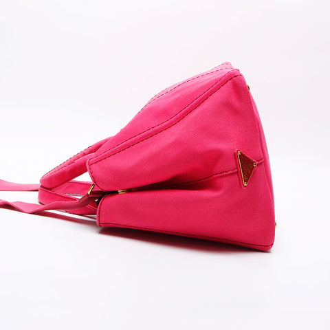 Prada Canapa牛仔布M中2Way手提包粉红色WS12519