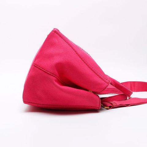 Prada Canapa Denim M Medium 2way Handbag Pink WS12519