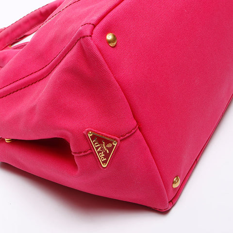 Prada Canapa牛仔布M中2Way手提包粉红色WS12519