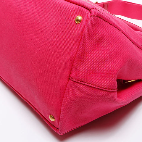 Prada Canapa Denim M Medium 2way Handbag Pink WS12519