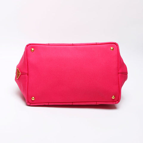 Prada Canapa Denim M Medium 2way Handbag Pink WS12519