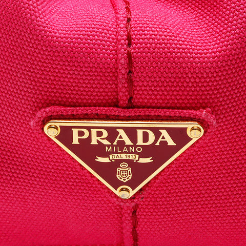 Prada Canapa Denim M Medium 2way Handbag Pink WS12519