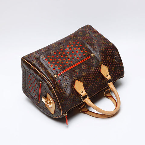 Louis Vuitton LOUIS VUITTON Monogram Speedy 30 Punching Perfo Orange M95182 Boston Bag Brown WS12523