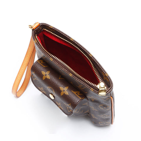 LOUIS VUITTON Monogram Partition Clutch Bag 2008 Handbag Brown WS12527