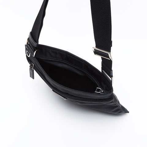 PRADA Nylon Triangle Logo Tag Shoulder Bag Black WS12528