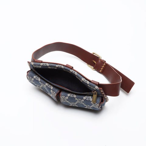 Céline Macadam Triomphe Belt Sac Denim Bag Navy WS12529