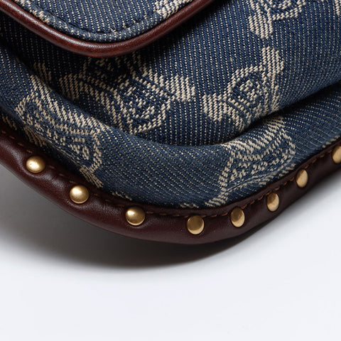 Céline Macadam Triomphe Belt Sac Denim Bag Navy WS12529