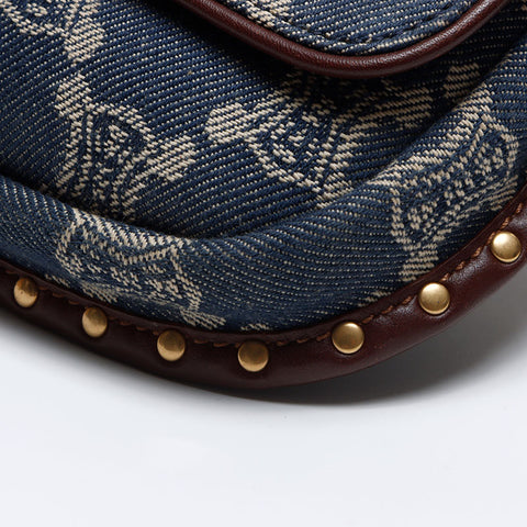 Céline Macadam Triomphe Belt Sac Denim Bag Navy WS12529