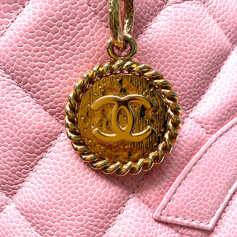 CHANEL 复刻托特包鱼子酱 1997 手提包 皮革 粉色 WS1252