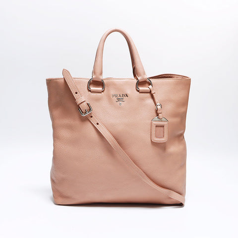 PRADA 2way Leather SilverMetal Shoulder Bag pink WS12533