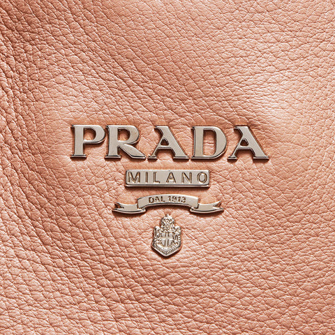 PRADA 2way Leather SilverMetal Shoulder Bag pink WS12533